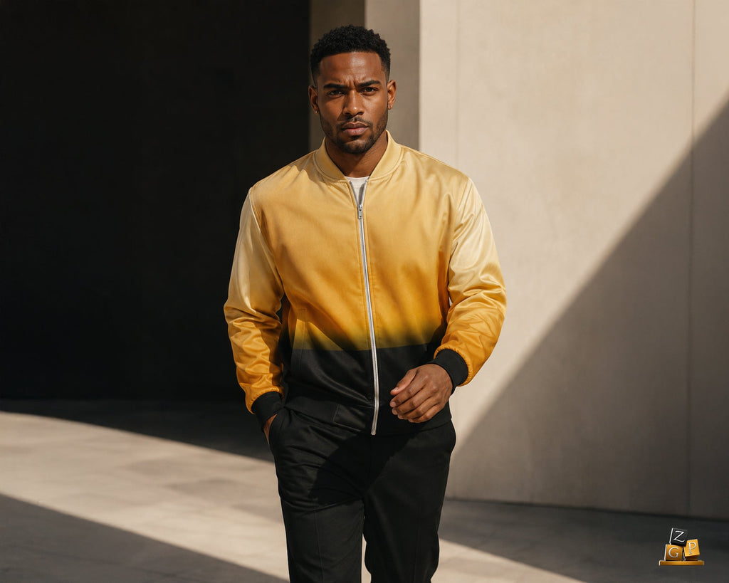 Golden Horizon Night Shadow Bomber Jacket
