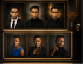 A promotional graphic for Zire Photography & Graphics, featuring five professional headshot portraits in a dark, elegant layout with gold borders and branding on a black background.