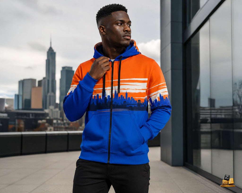 Empire Skyline Zip Hoodie — White